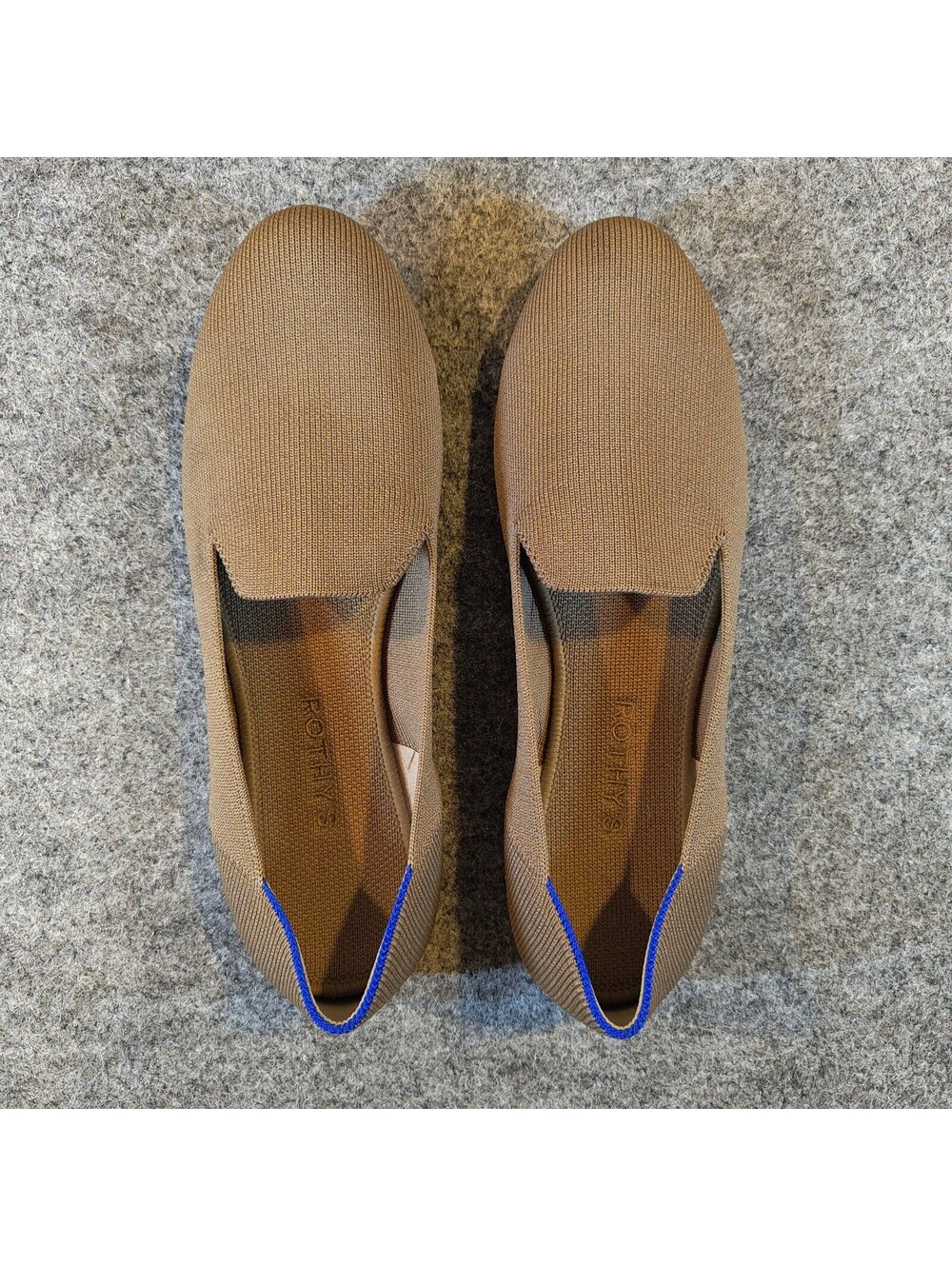 Rothy's The Loafer Camel Tan Brown Knit Slip On Flats Women's Size 9.5